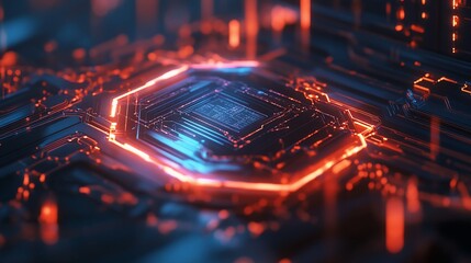 Abstract digital shield with glowing lines and futuristic tech design concept, technology background