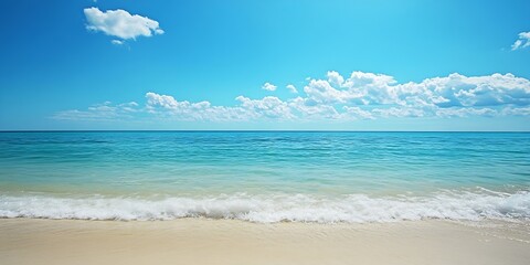 Idyllic Tropical Beach with Azure Water and Clear Blue Sky Seascape : Generative AI