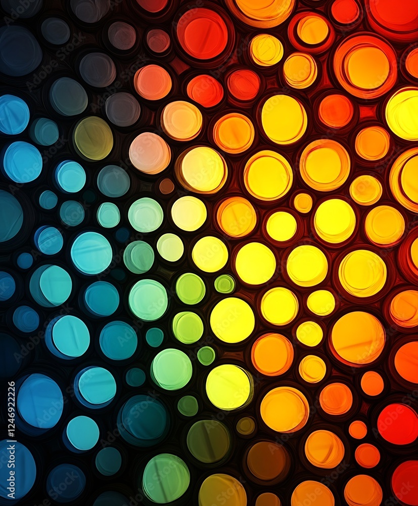 Aufkleber Vibrant Abstract Art in Circles with Gradient Array of Colors from Blue to Red : Generative AI