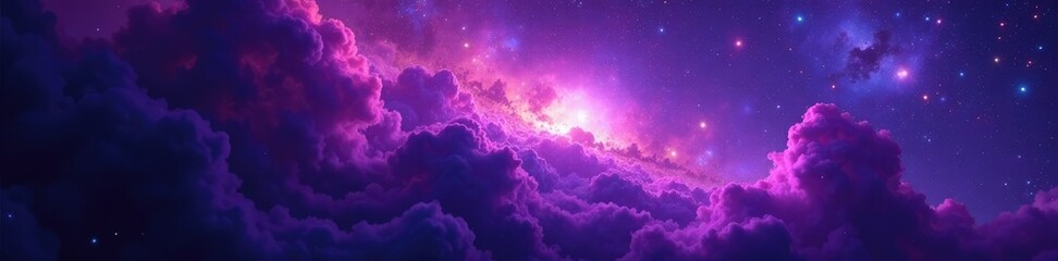 Fototapeta premium Dark galaxy with swirling purple clouds of gas, space, galaxies