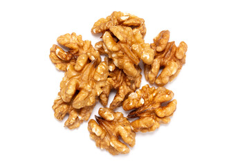 Obraz premium Walnuts isolated white background top view