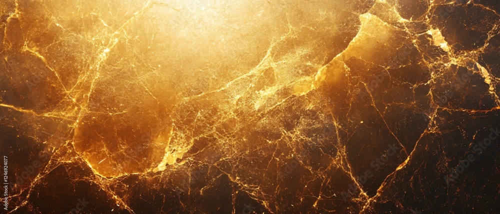Poster golden veins abstract texture with dark background and bright light creating a magical effect