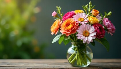 A vase filled with an assortment of fresh flowers, garden, blossoms