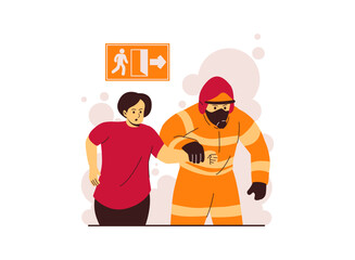 Illustration of an Fireman Firefighter Rescue people