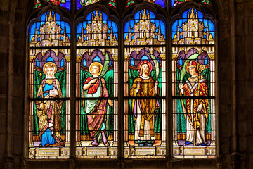 Obraz premium The colorful cathedral window of Dieppe in the Normandy