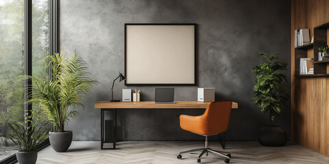 Fototapeta premium Home office inspiration modern workspace design cozy environment interior photography stylish desk setup bright and inviting atmosphere
