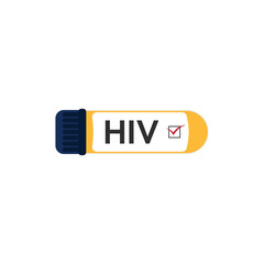 Blood test tube icon flat vector. Review clinical body. Machine diagnosis HIV and Aids. Human Immunodeficiency Virus.