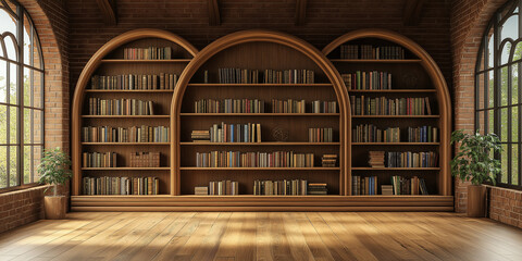 Elegant book collection display in cozy library interior home space still life warm atmosphere inviting perspective knowledge hub