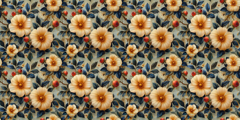 Seamless watercolor floral pattern - green leaves and branches composition on background, perfect for wrappers, wallpapers, postcards, greeting cards, wedding invitations, romantic events