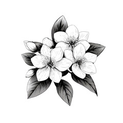 Obraz premium Monochrome Floral Illustration Delicate Blossoms in Black and White