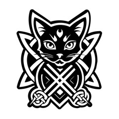 A filled style icon of black cat symbol