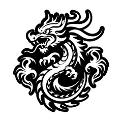 Chinese dragon symbol icon in solid style