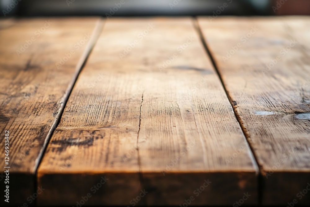 Poster rustic wooden table closeup texture for background and design elements in vintage setting : generati