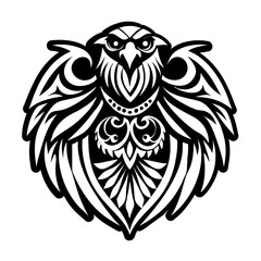 Raven tattoo icon in glyph style