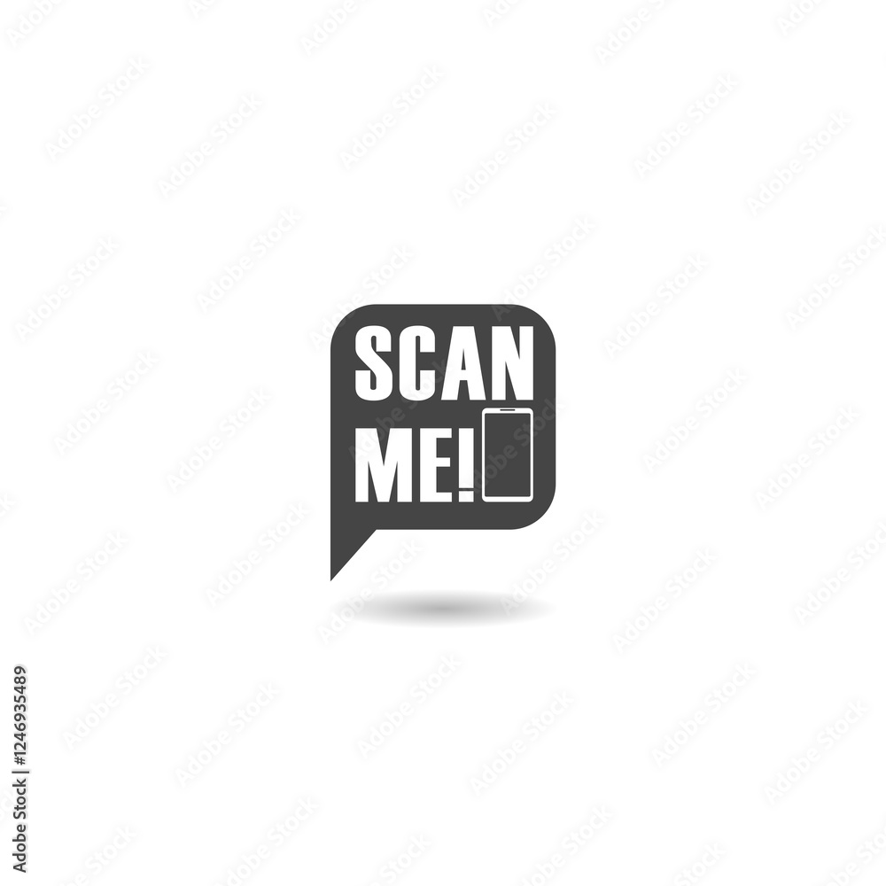 Poster qr code for smartphone icon with shadow