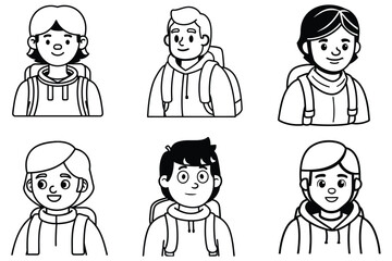 picture above straight line art vector face of backpack