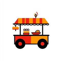 Naklejka premium Food stall cart selling burgers and snacks in the street. Food business asset