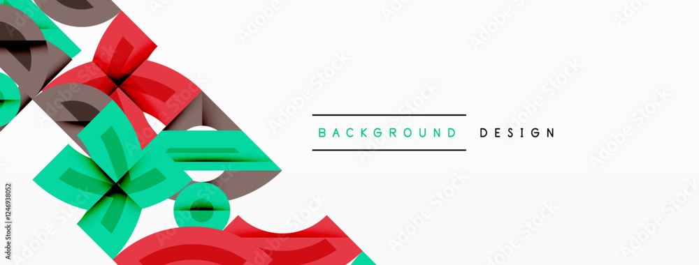 Aufkleber Abstract geometric background with shapes, featuring circular and rounded elements. Bold contrast, smooth gradients, dynamic composition, futuristic style