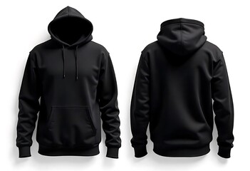 Photorealistic Black Hoodie Mockup: Front & Back, Versatile Apparel Template