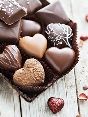 Assorted Gourmet Heart Shaped Chocolates in Elegant Box, Perfect for Gifting : Generative AI