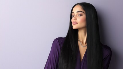 Fototapeta premium Stylish portrait of a confident woman studio setting fashion elegant environment close-up view beauty concept