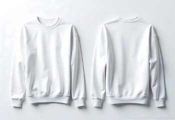 Photorealistic White Long Sleeve Sweatshirt Mockup: Front & Back, Editable Apparel Template