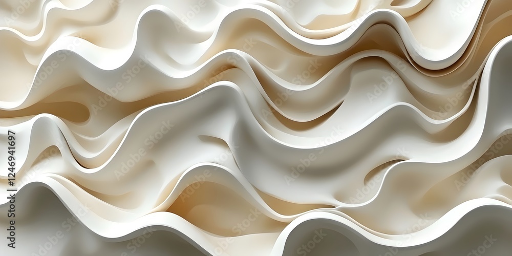 Aufkleber an abstract wave of soft cream and white shades, creating a soothing and elegant visual flow that ev
