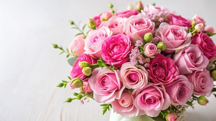 Obraz premium Pink Flower Bouquet on White, Elegant Floral Arrangement, Studio Shot