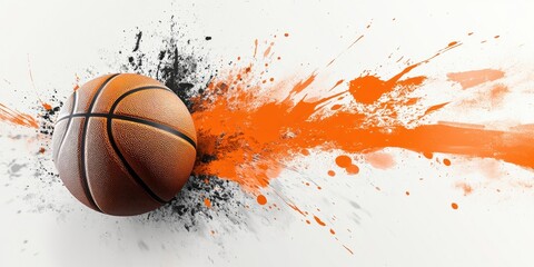 Dynamic Basketball Action Splash: Orange and Black Energy