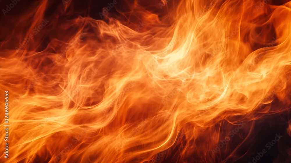 Fototapete close-up of dynamic fiery flames in motion captured in vivid detail : generative ai