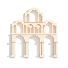 Fototapeta premium A three-dimensional architectural structure featuring multiple arches and columns in a light color.