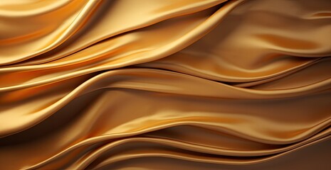 Golden silk fabric texture. Luxury golden silk fabric with folds background.