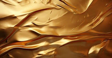 Golden silk fabric texture. Luxury golden silk fabric with folds background.