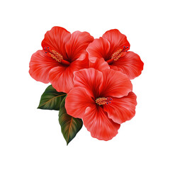 Fototapeta premium Vibrant Red Hibiscus Flowers Cluster on Transparent Background
