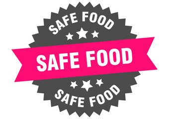 safe food. safe food round pink label isolated on transparent background
