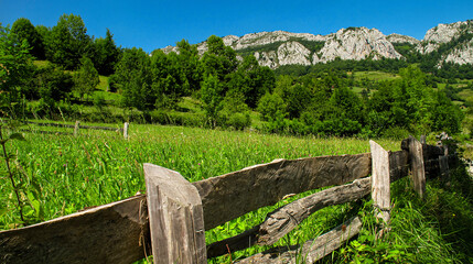 Fototapeta premium Hills and Valleys Landscape, Redes Natural Park, UNESCO Biosphere Reserve, LIC, ZEPA, Caso, Sobrescobio, Asturias, Spain, Europe