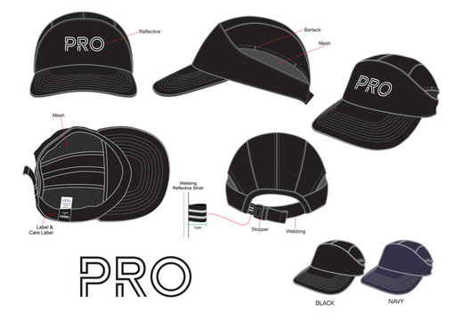 PRO RUNNING CAPS DESIGN MOCKUP WITH COMBO COLOUR