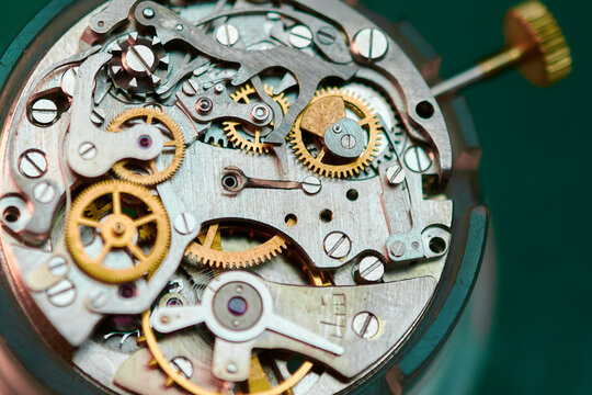 Intricate details of a wristwatch mechanism captured in stunning macro photography showcasing its fine craftsmanship