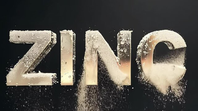 Zinc powder fuses into solid textured forms showcasing the unique properties of zinc in immersive visuals