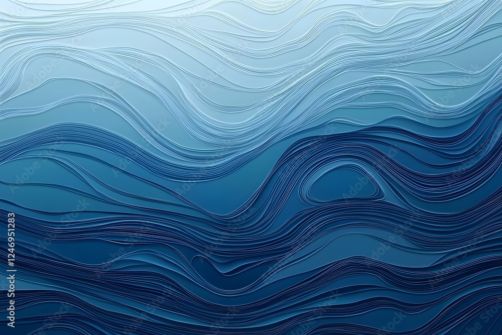 Poster abstract blue wave layers: an mesmerizing abstract artwork featuring layered shades of blue, creatin