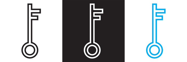 Long door key icon. isolated on white and black background. vector illustration. EPS 10