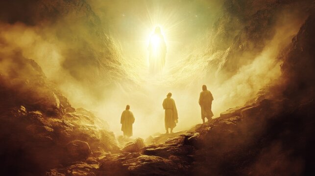 The transfiguration of jesus  radiant appearance to peter, james, and john on the mountain