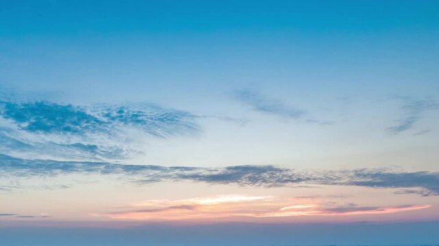 Majestic delayed sky sunrise over a vibrant horizon with hues of orange and blue during evening hours