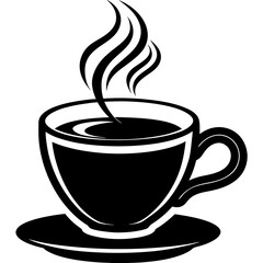 A cup of coffee with steam  silhouette vector illustration 