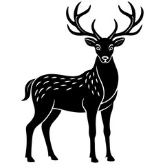 A deer with antlers looking majestic silhouette vector illustration 