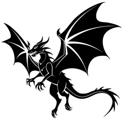 A dragon flying in the sky  silhouette vector illustration 