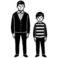  A father and son wearing matching outfits silhouette vector illustration 