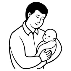  A father holding his newborn baby in his arms