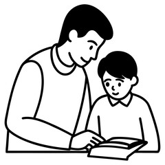 A father helping his child with homework