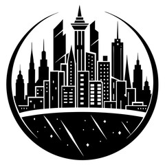 Obraz premium A futuristic city skyline silhouette vector illustration 